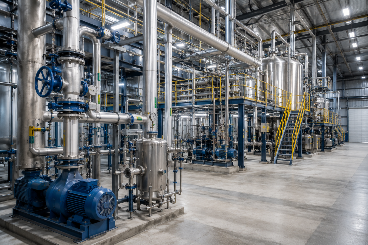 Image needed: Industrial process plant interior with heat transfer equipment